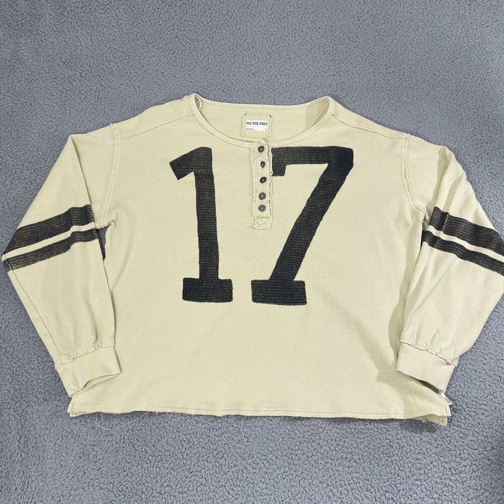 We The Free Cream and Black Long Sleeve Tee